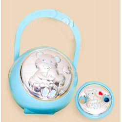Carrying Case pacifiers and blue silver clip
