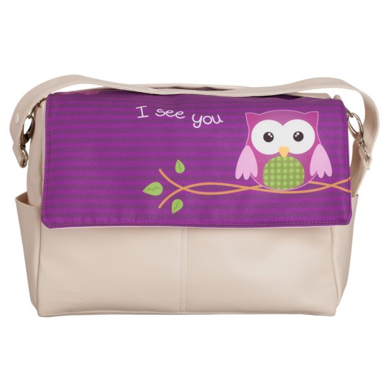 Leather bag Purple Owl