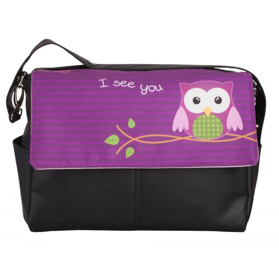 Leather bag Purple Owl