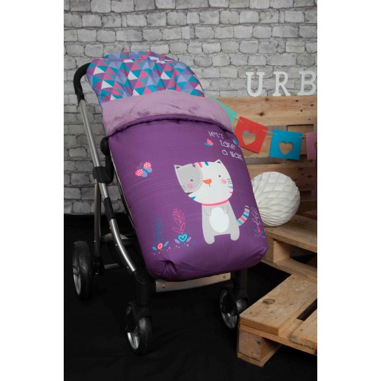 Bag for stroller Purple Kitty